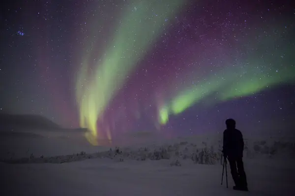 パラス ヤスタトゥリ国立公園 ラップランド フィンランド北部にある北の光 — ストック写真