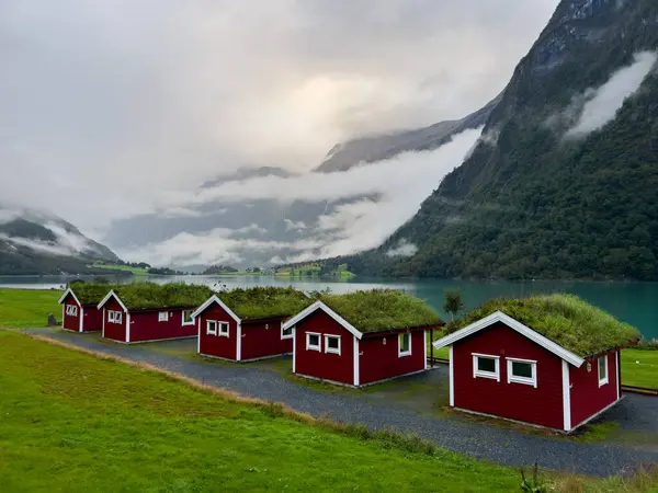 Campercamper Een Camping Buurt Van Briksdal Gletsjer Zuid Noorwegen Europa — Stockfoto