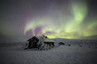 Northern lights in Pallas Yllastunturi National Park, Lapland, northern Finland