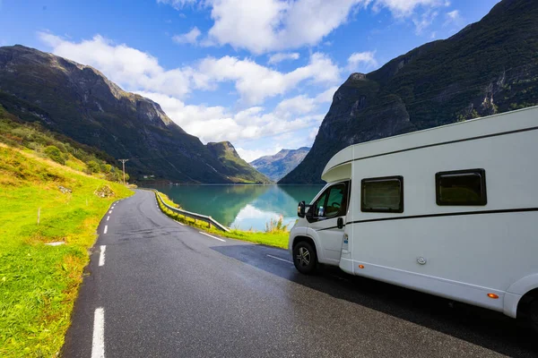 Motorhome Camper Briksdal Glacier Valley South Norway Europe Stock Picture