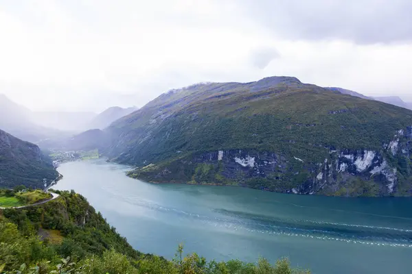 Autumn Landscape Geiranger Fiord Valley South Norway Europe — Stock Photo, Image