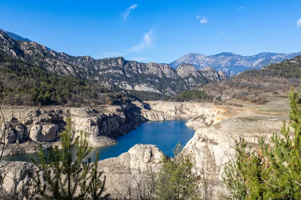 Nedostatek Vody Llosa Del Cavall Reservoir Bažina Velmi Nízké Hladině Stock Fotografie