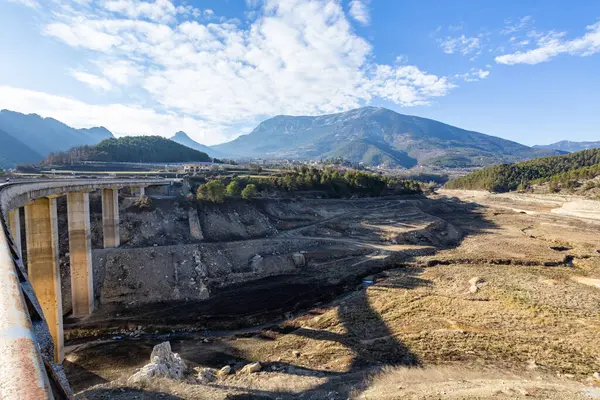 Nedostatek Vody Llosa Del Cavall Reservoir Bažina Velmi Nízké Hladině Stock Fotografie