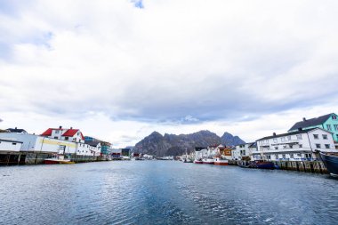 A scenic view of Henningsvaer in Lofoten Islands, Norway clipart