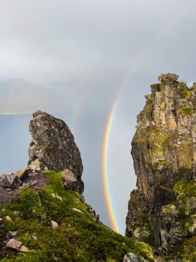 Stunning autumn landscape of Segla Mountain in Senja Island, Norway, with dramatic cliffs and fjords. clipart