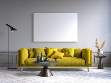 Modern dairenin iç tasarımı. İç modelleme, 3D canlandırma