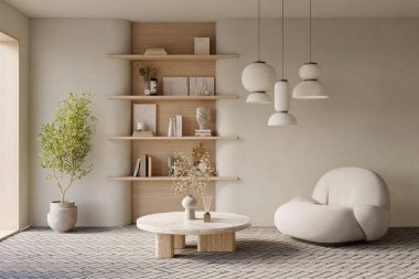 Modern dairenin iç tasarımı. İç modelleme, 3D canlandırma