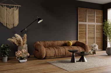 Modern dairenin iç tasarımı. İç modelleme, 3D canlandırma