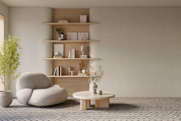 Interior design of modern apartment. Interior mockup, 3d render