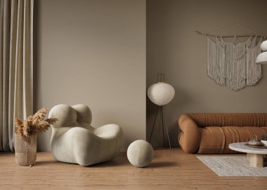 Modern dairenin iç tasarımı. İç modelleme, 3D canlandırma