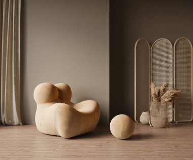Modern dairenin iç tasarımı. İç modelleme, 3D canlandırma