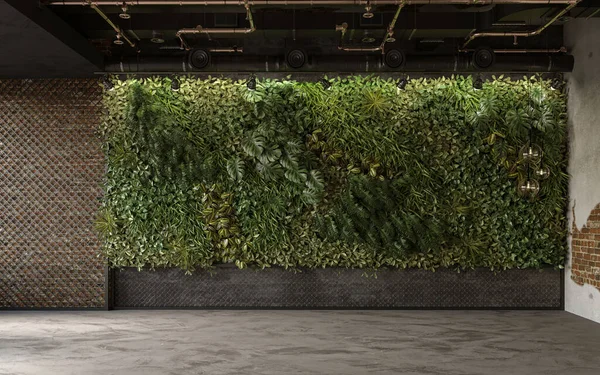 Vertical Green Wall Nowoczesnym Wystroju Wnętrz Renderowanie — Zdjęcie stockowe
