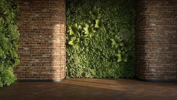 Vertical Green Wall Interior Design Moderno Rendering — Foto Stock