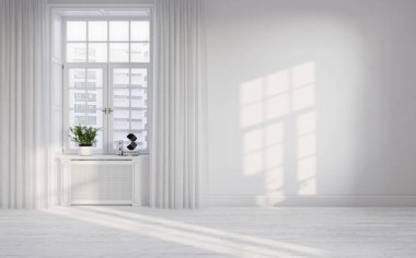 Modern boş oda tasarımı. Model konsepti, 3D görüntüleme