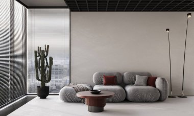 Modern dairenin iç tasarımı. Uzayı kopyala Şablon, 3d görüntüleme