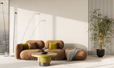 Modern dairenin iç tasarımı. Uzayı kopyala Şablon, 3d görüntüleme