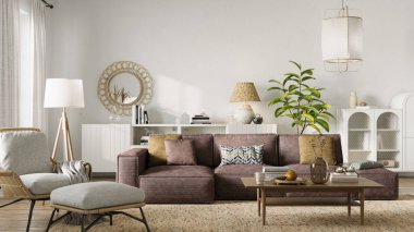 Modern dairenin iç tasarımı. İç modelleme, 3D canlandırma