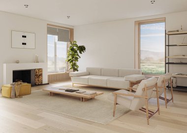 Modern dairenin iç tasarımı. Modern tasarım çözümü, 3d görüntüleme