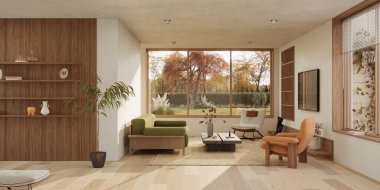 Modern dairenin çağdaş iç tasarımı. Modern tasarım çözümü, 3d görüntüleme