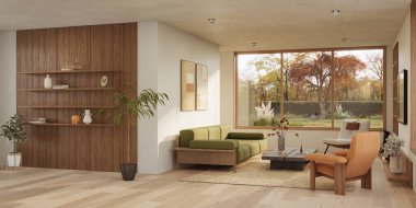 Modern dairenin çağdaş iç tasarımı. Modern tasarım çözümü, 3d görüntüleme