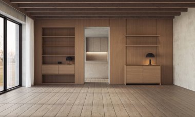 Modern dairenin çağdaş iç tasarımı. Modern tasarım çözümü, 3d görüntüleme