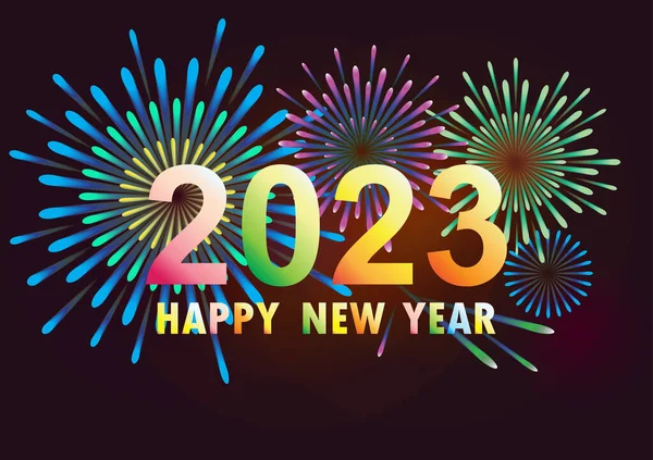 Feliz Año Nuevo 2023 Con Fondo Fuegos Artificiales Muestra Fuegos — Archivo Imágenes Vectoriales