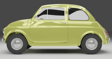 Tangerang, Banten. 26 December 2022, 3D rendering of Yellow pastel Fiat 500 1970 on isolated background clipart