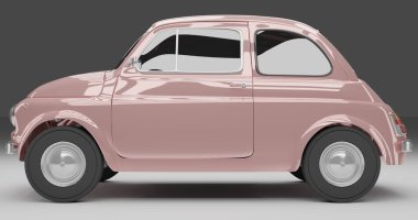 Tangerang, Banten. 26 Aralık 2022, Pembe Pastel Fiat 'ın 3D uyarlaması.