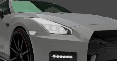 Tangerang, Banten, 24 Aralık 2022 Gri Nissan GTR R35 Nismo 'nun izole edilmiş arkaplan görüntüsü