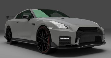 Tangerang, Banten, 24 Aralık 2022 Gri Nissan GTR R35 Nismo 'nun izole edilmiş arkaplan görüntüsü