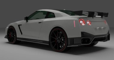 Tangerang, Banten, 24 Aralık 2022 Gri Nissan GTR R35 Nismo 'nun izole edilmiş arkaplan görüntüsü