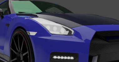 Tangerang, Banten, 24 Aralık 2022 Mavi Karbon Fiber Nissan GTR R35 Nismo 'nun 3D görüntüleme