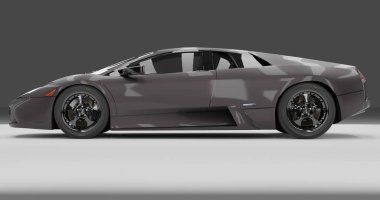 Tangerang, Banten, 22 Aralık 2022, Gri Lamborghini Murcielago 'nun 3 boyutlu yansıması izole edilmiş arka planda