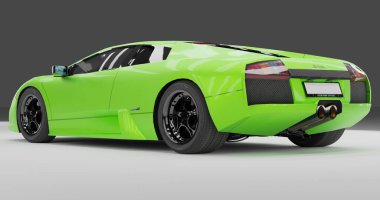 Tangerang, Banten, 20 Aralık 2022, Yeşil Lamborghini Murcielago 'nun 3 boyutlu canlandırması