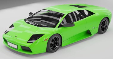 Tangerang, Banten, 20 Aralık 2022, Yeşil Lamborghini Murcielago 'nun 3 boyutlu canlandırması