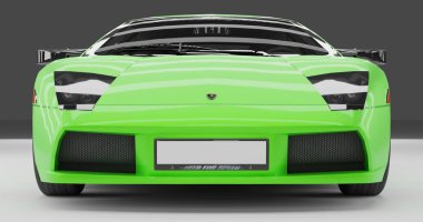 Tangerang, Banten, 20 Aralık 2022, Yeşil Lamborghini Murcielago 'nun 3 boyutlu canlandırması