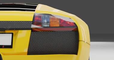 Tangerang, Banten. 19 Aralık 2022, Yellow Lamborghini Murcielago 'nun izole edilmiş arka planda 3D canlandırması