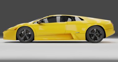 Tangerang, Banten. 19 Aralık 2022, Yellow Lamborghini Murcielago 'nun izole edilmiş arka planda 3D canlandırması