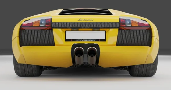 Tangerang, Banten. 19 Aralık 2022, Yellow Lamborghini Murcielago 'nun izole edilmiş arka planda 3D canlandırması