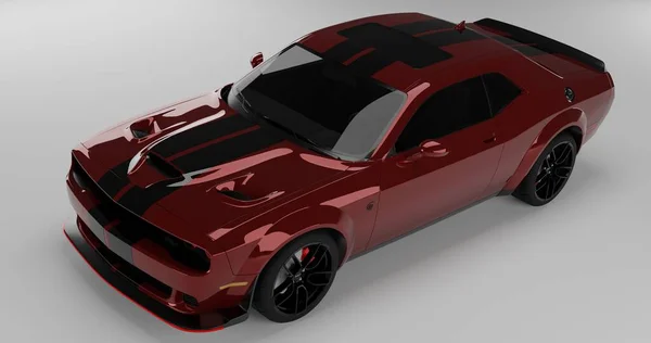 Representación Rojo Dodge Hellcat Srt Sobre Fondo Aislado — Foto de Stock