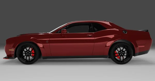 Renderowanie Czerwony Dodge Hellcat Srt Izolowanym Tle — Zdjęcie stockowe