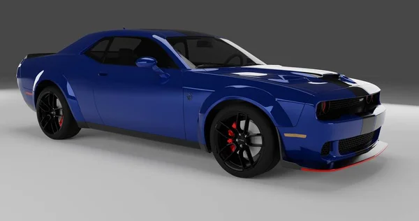 Zole Edilmiş Arkaplanda Mavi Dodge Hellcat Srt Canlandırması — Stok fotoğraf
