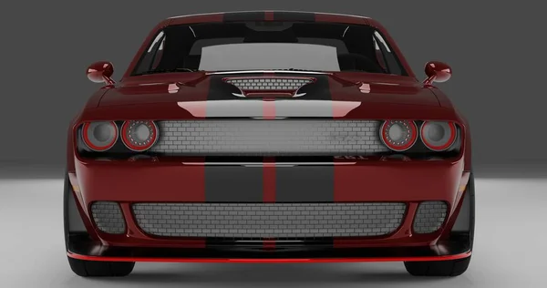 Representación Rojo Dodge Hellcat Srt Sobre Fondo Aislado — Foto de Stock