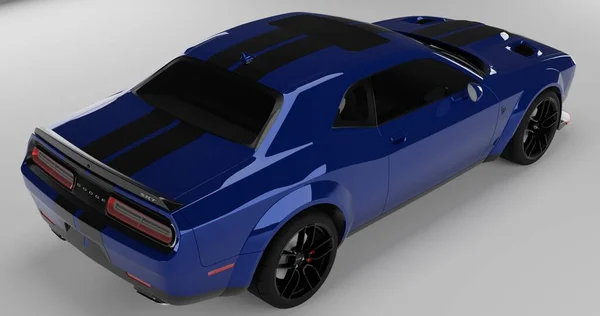 Representación Azul Dodge Hellcat Srt Sobre Fondo Aislado — Foto de Stock