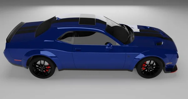 Darstellung Des Blauen Dodge Hellcat Srt Auf Isoliertem Hintergrund — Stockfoto