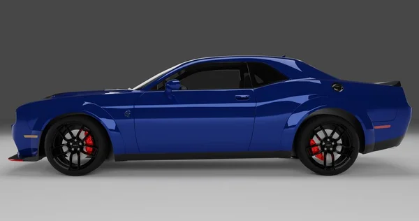 Renderowanie Niebieski Dodge Hellcat Srt Odizolowanym Tle — Zdjęcie stockowe