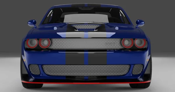 Renderowanie Niebieski Dodge Hellcat Srt Odizolowanym Tle — Zdjęcie stockowe