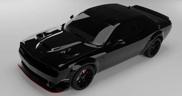 Darstellung Des Schwarzen Dodge Hellcat Srt Auf Isoliertem Hintergrund — Stockfoto