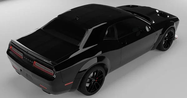 Darstellung Des Schwarzen Dodge Hellcat Srt Auf Isoliertem Hintergrund — Stockfoto