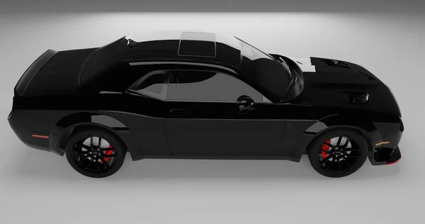 Renderelés Fekete Dodge Hellcat Srt Izolált Alapon — Stock Fotó